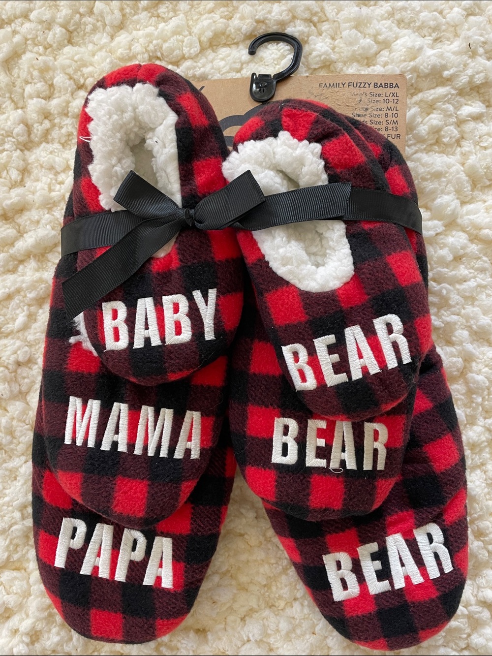Cozy Red & Black Buffalo Plaid Family Slippers - 'Baby Mama Papa
